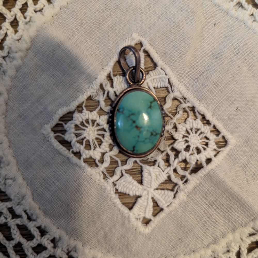 Antique SS & Turquoise Pendant